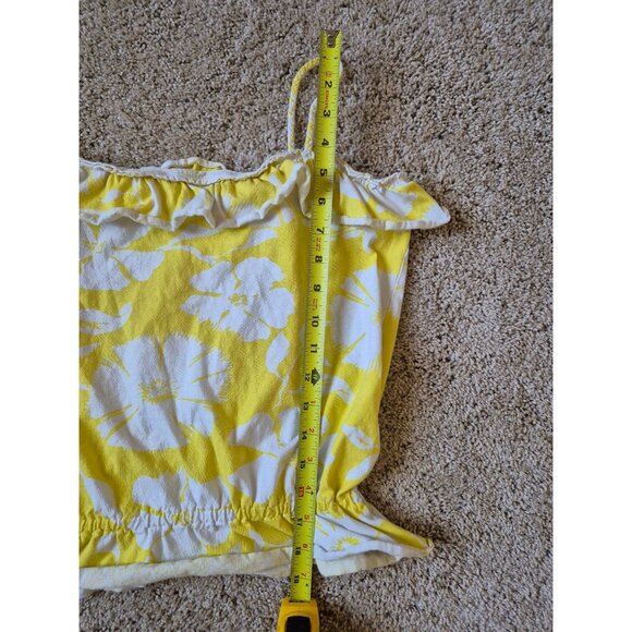 Willow‎ Blossom Women's Juniors Size L Yellow Cropped Cami Blouse Vacay Summer - Picture 2 of 4